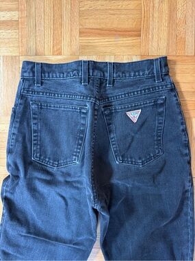 GUESS High-Rise Mom Black Straight Taper Jeans